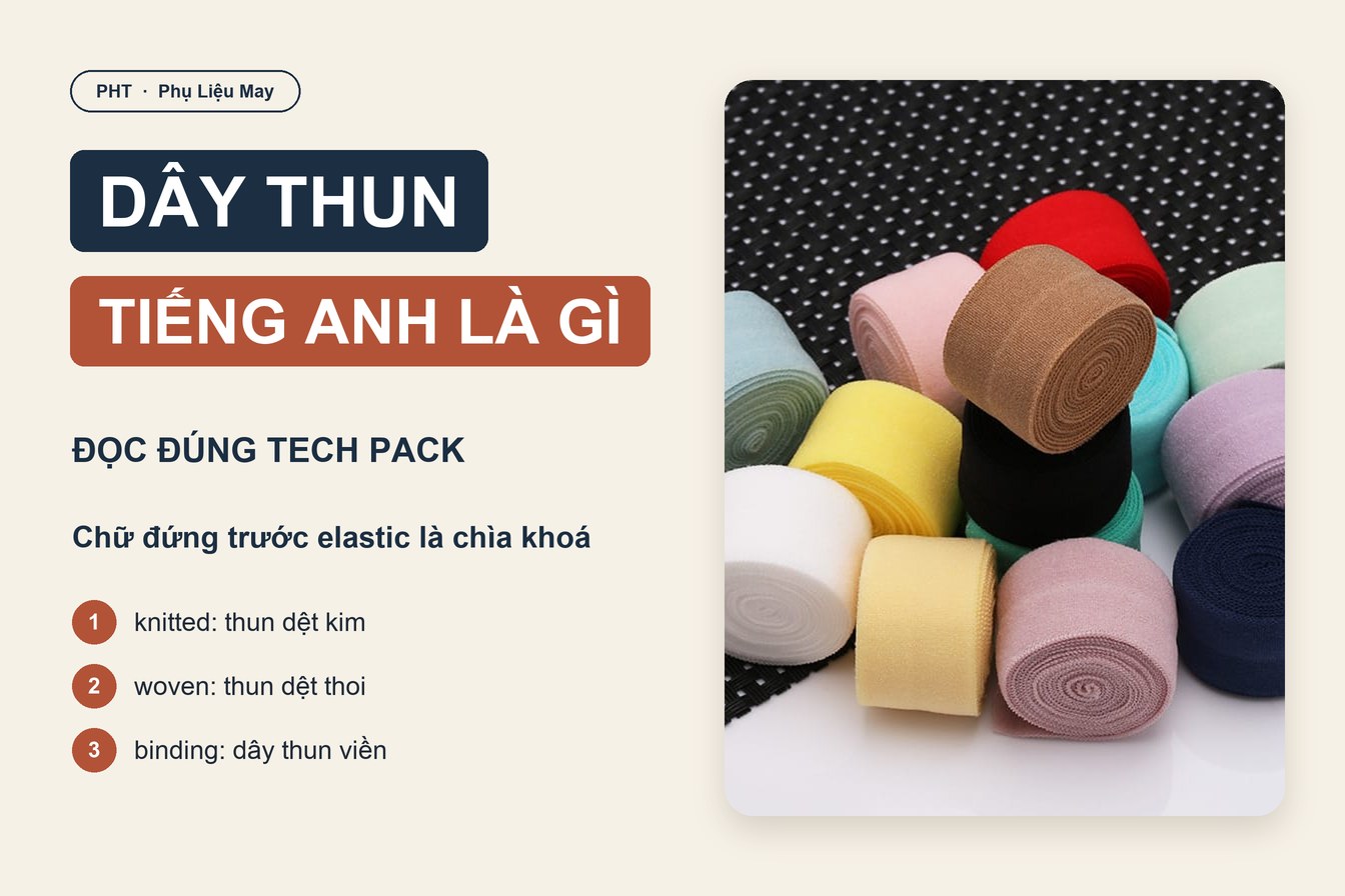 Dây thun tiếng Anh là gì: tên từng loại để đọc tech pack 5 Dây thun tiếng Anh là gì: đọc đúng tên từng loại trên tech pack
